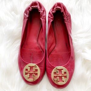 Tory Burch Size 8.5 Pink Leather Reva Flats